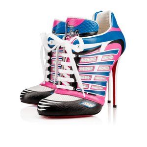 Christian Louboutin Boltina Pink and Blue Sneaker Heels